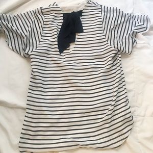 Nautical striped blouse with bow tie in back